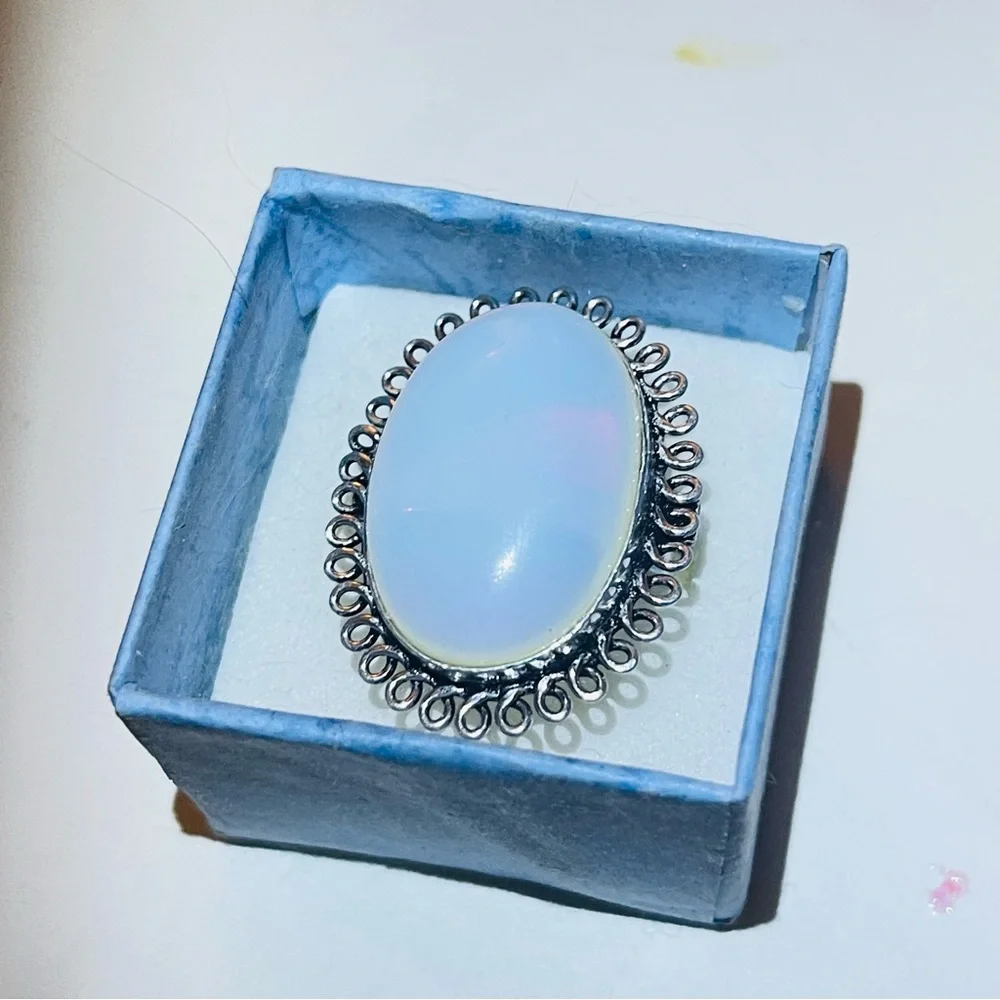 New 925 Sterling Silver Blue Yellow Triplet Opalite Artisten Oval Cut Ring